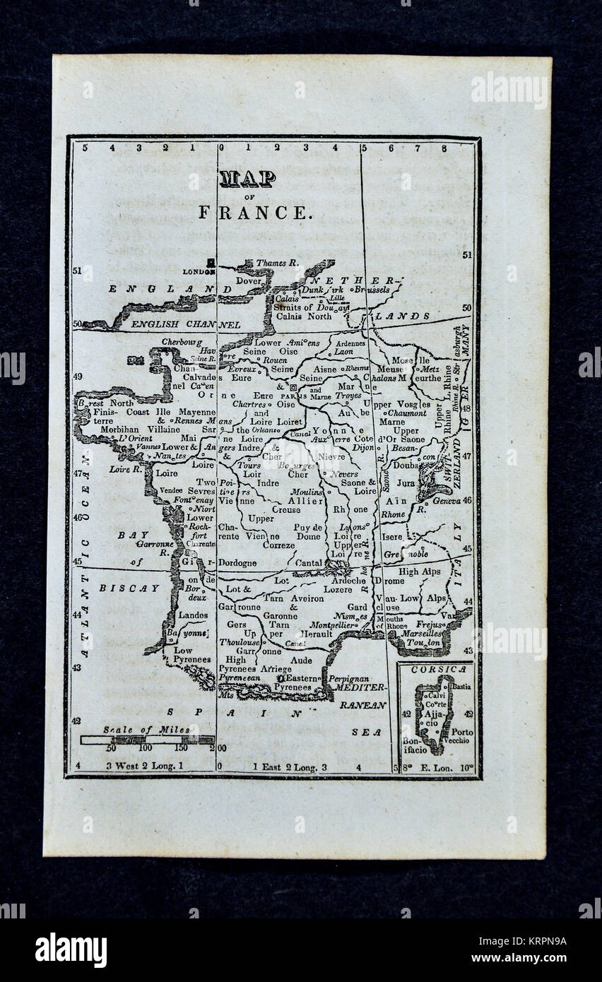 1830 Nathan Hale mappa - Francia - Parigi Foto Stock