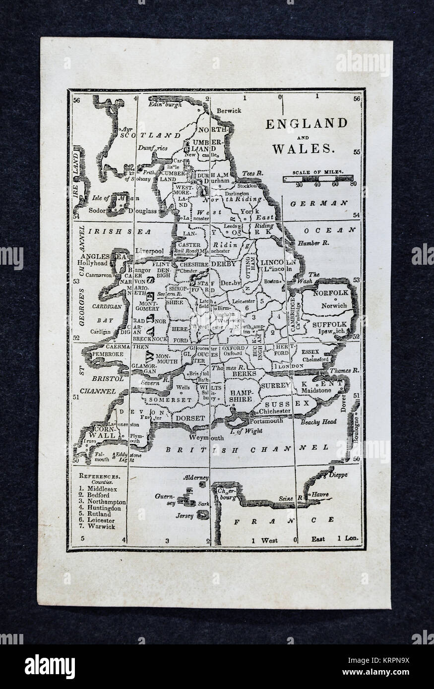 1830 Nathan Hale mappa - Inghilterra e Galles - Gran Bretagna - Regno Unito Regno Unito - Londra Liverpool Manchester Cornwall Oxford Ipswich Foto Stock