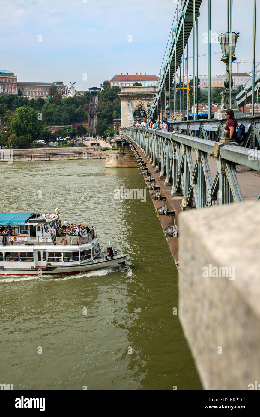 Széchenyi il Ponte della Catena, Budapest Foto Stock
