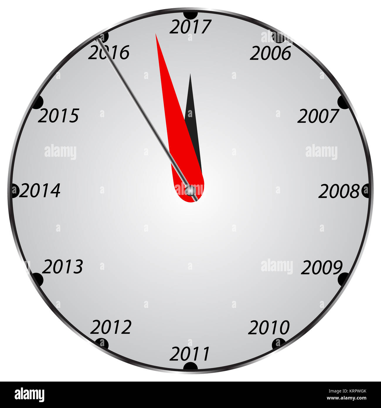 Nuovo Anno in bianco e nero orologio. Foto Stock