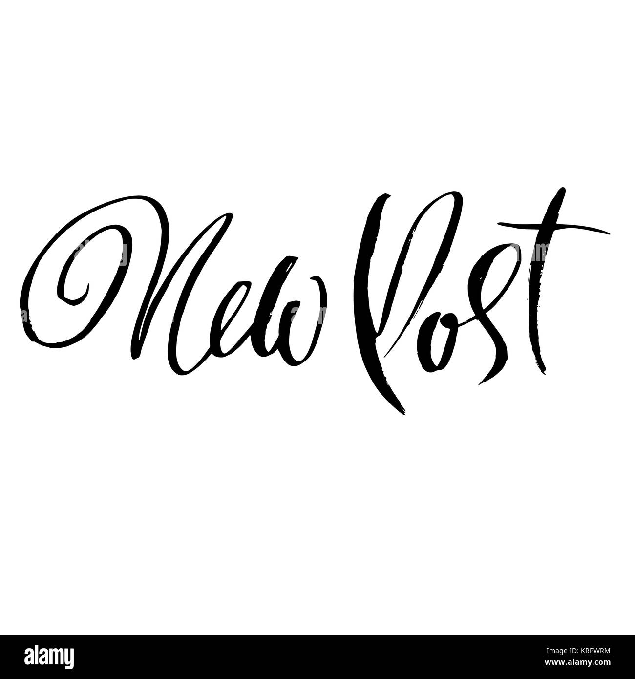 Nuovo post. Calligraphy banner per social media concorsi. Spazzola moderno lettering. Illustrazione Vettoriale. Illustrazione Vettoriale