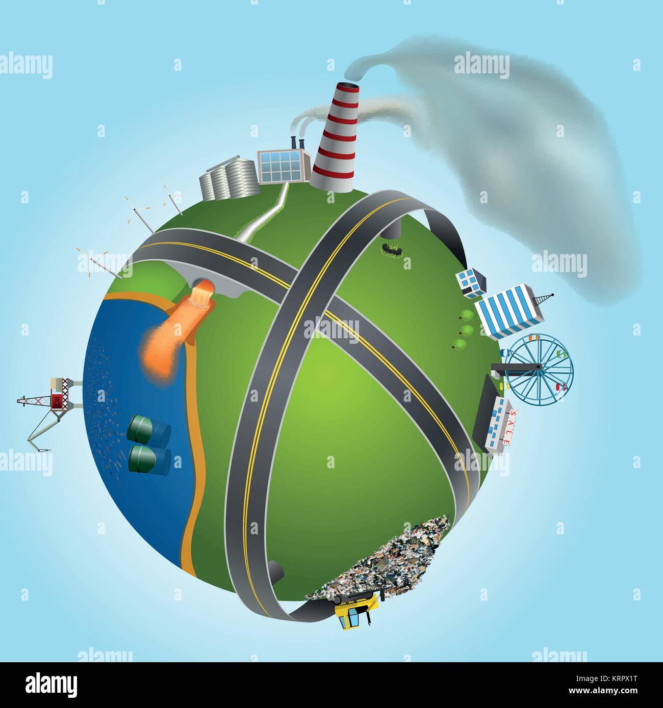 Illustrazione dei problemi ambientali globali, che mostra i tipi di  inquinamento. Inquinamento atmosferico inquinamento atmosferico dei mari e  degli oceani dalle pratiche di dumping dei compressori GA Immagine e  Vettoriale - Alamy