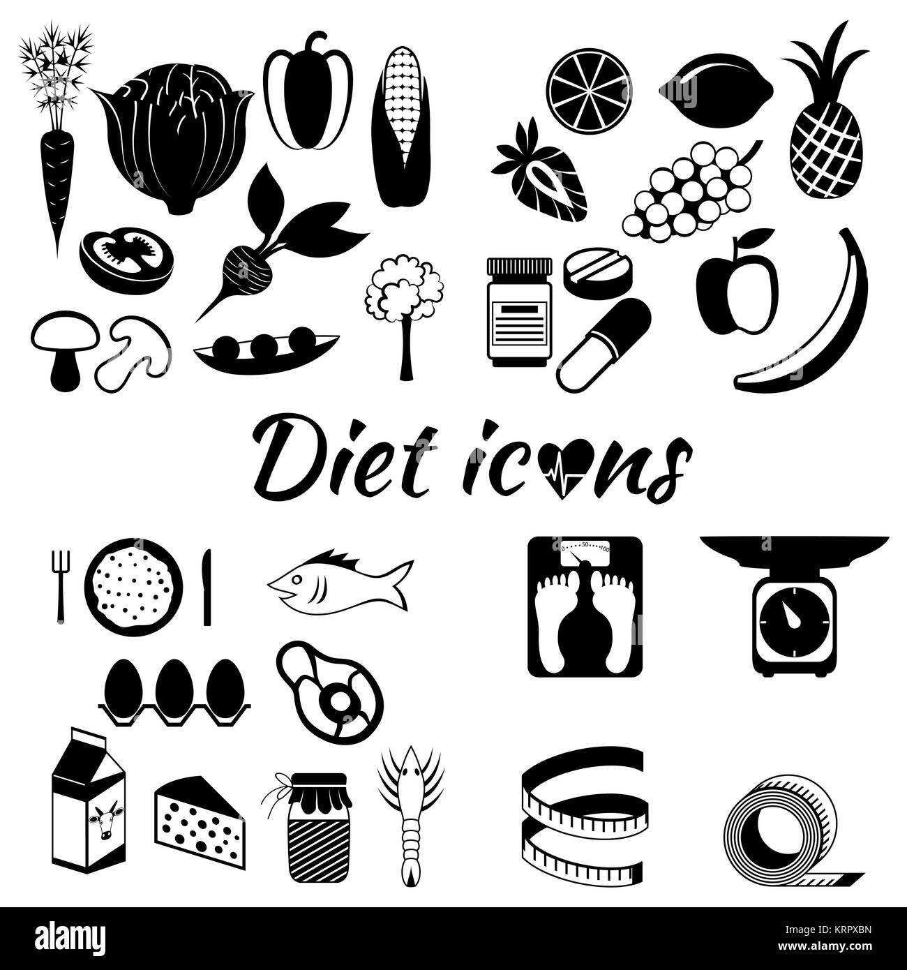 Uno stile di vita sano e una dieta sana e quotidiana routine. vettore silhouette Illustrazione Vettoriale