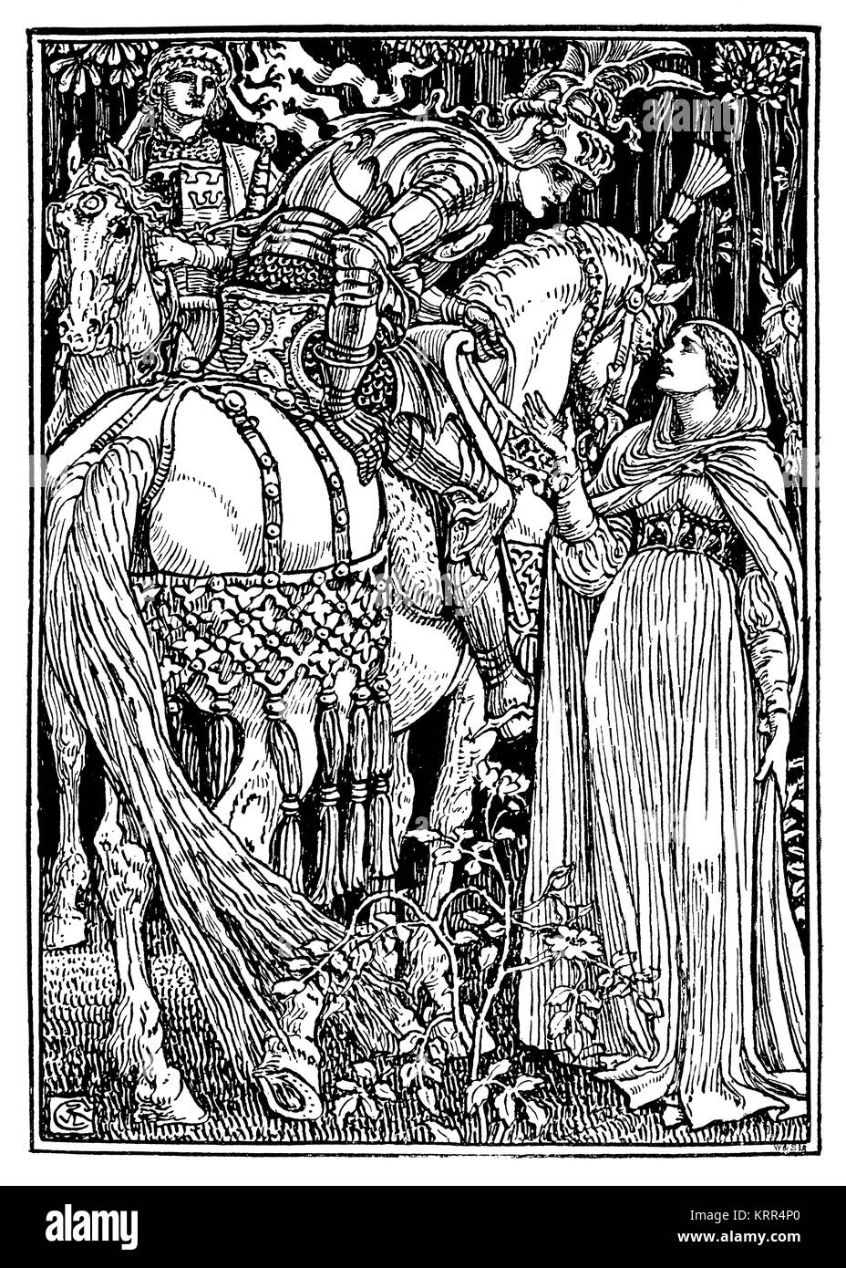 Illustrazione di artista inglese e illustrator Walter gru da Edmund Spenser Faerie della regina, George Allen, Londra 1894 Foto Stock