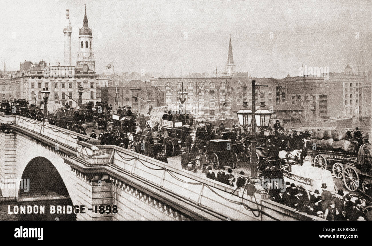 Ponte di Londra, Inghilterra in 1898. Da quarant'anni meravigliosi, pubblicato in 1938. Foto Stock