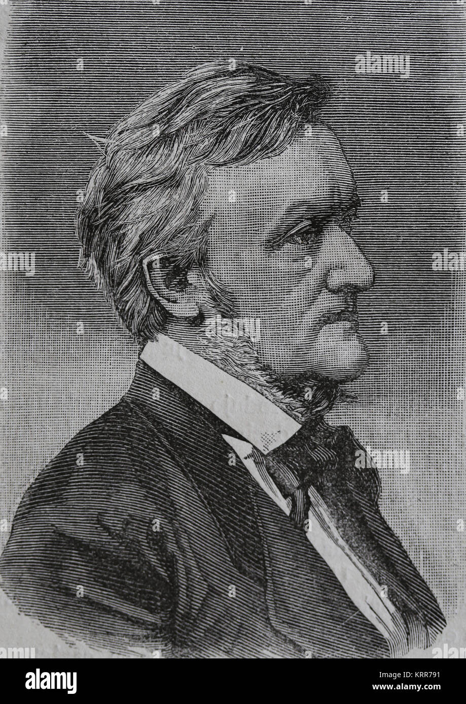 Richard Wagner (1813-1883). Compositore tedesco. Ritratto. Incisione, 1883. Foto Stock