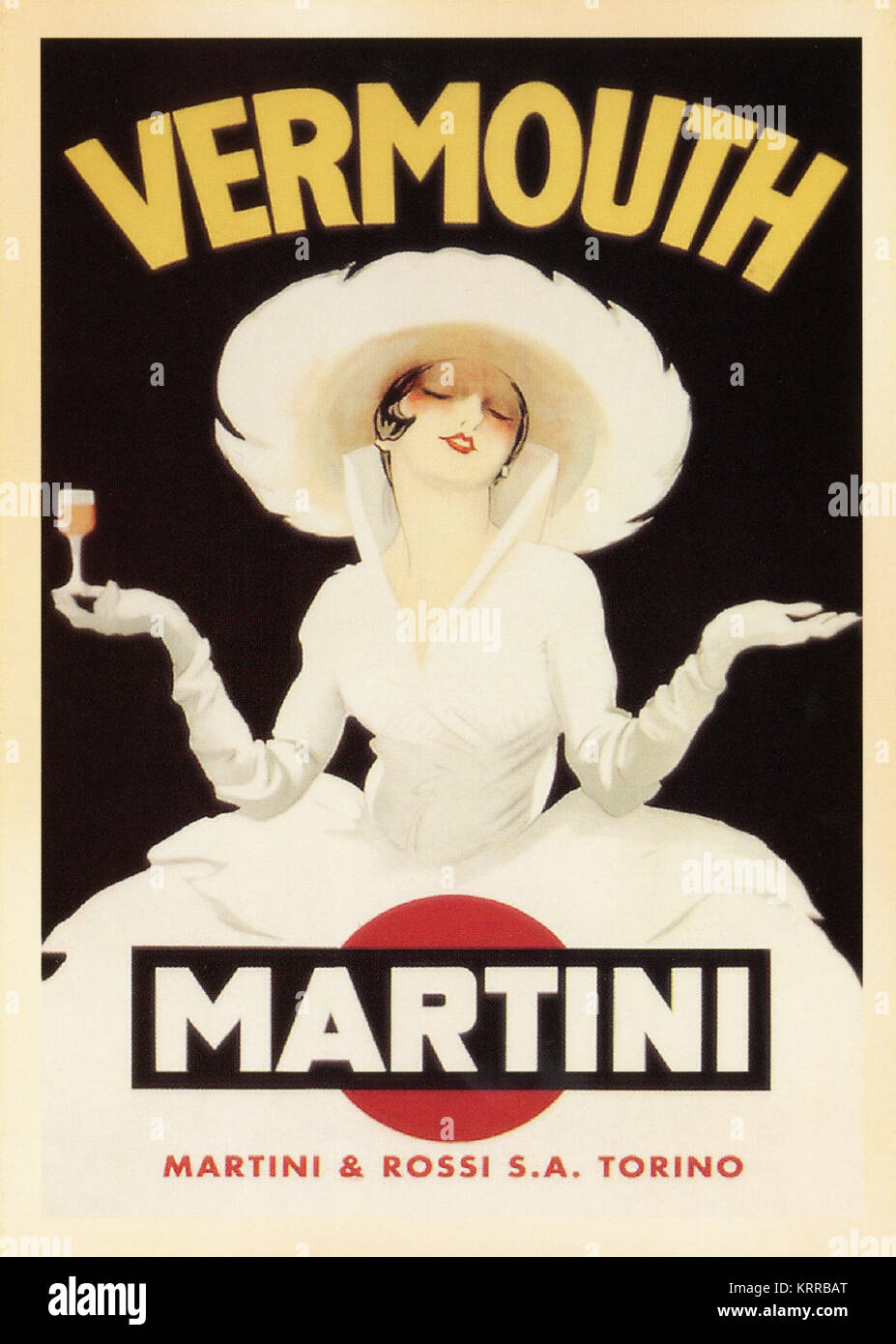 Poster Vintage card - stampati durante la guerra mondiale Ⅱ. - Mostra fino VERMOUNTH - MARTINI Foto Stock