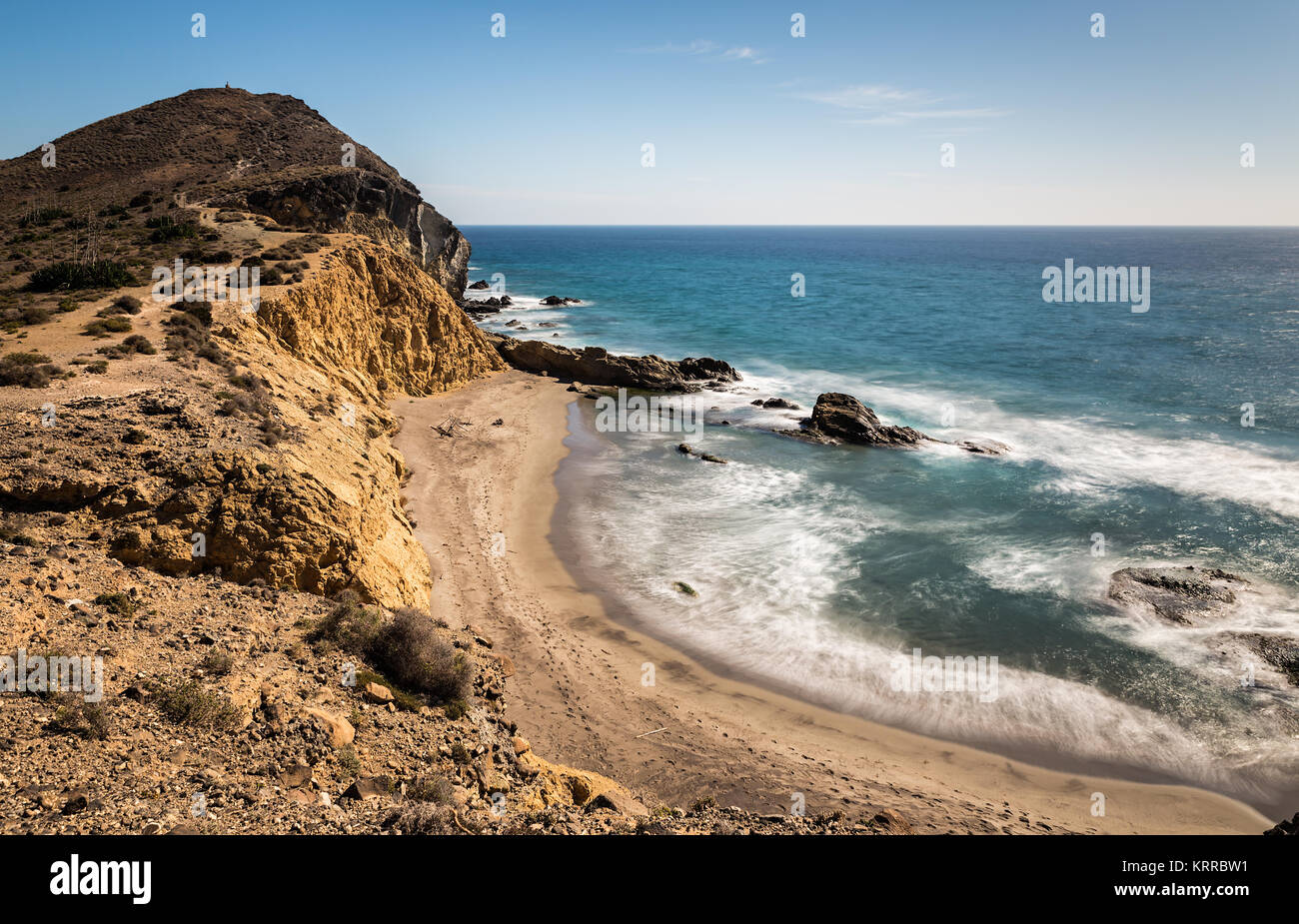 Paesaggio in Los Amarillos. Il parco naturale di Cabo de Gata. Spagna. Foto Stock