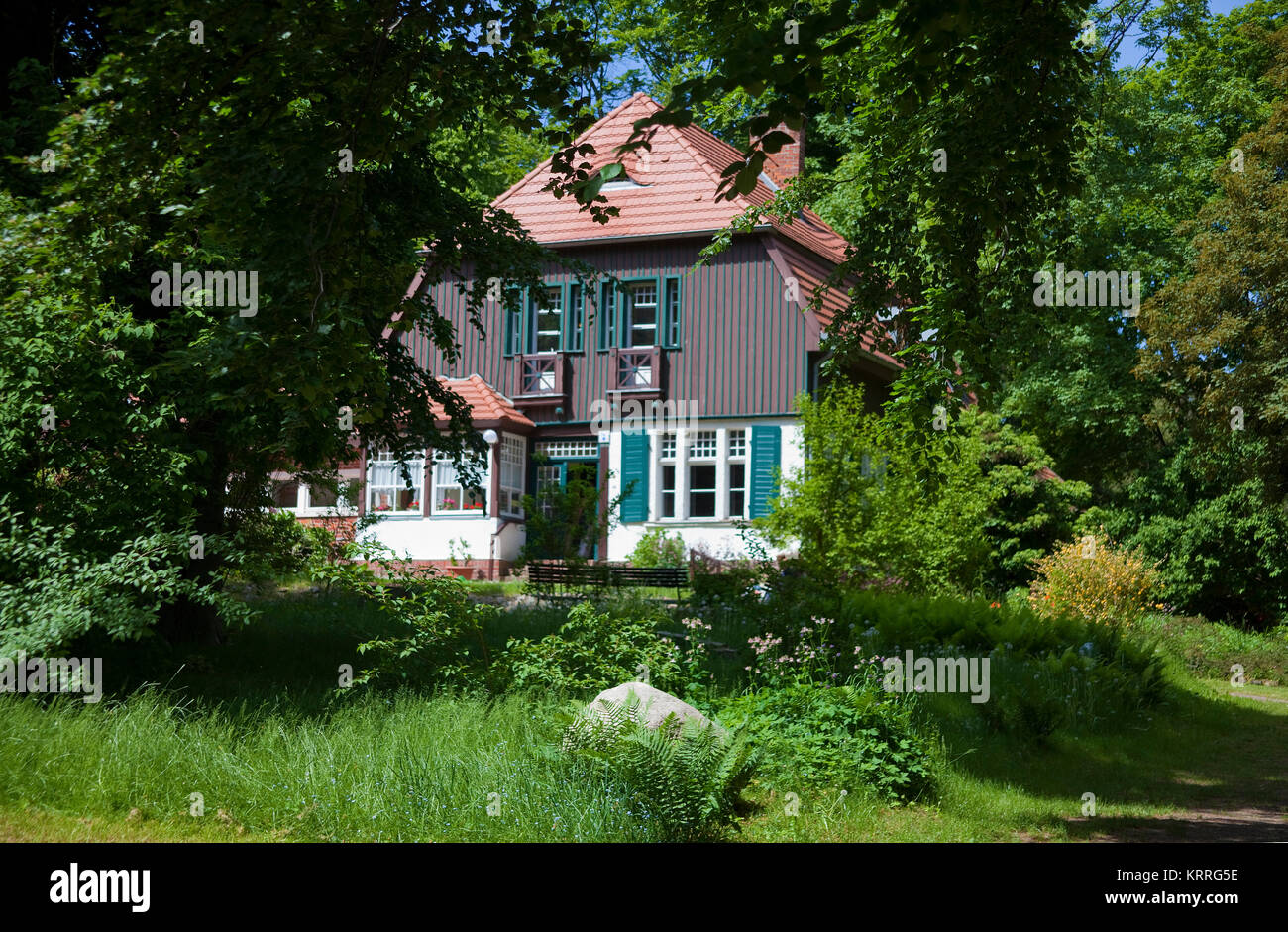 Gerhart Hauptmann house presso il villaggio Kloster, famoso drammaturgo, Hiddensee isola, Meclemburgo-Pomerania, Mar Baltico, Germania, Europa Foto Stock