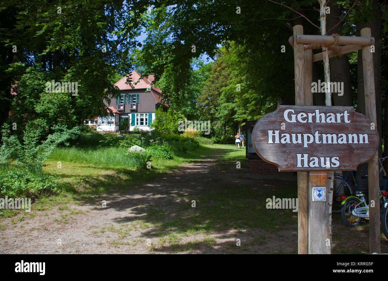 Gerhart Hauptmann house presso il villaggio Kloster, famoso drammaturgo, Hiddensee isola, Meclemburgo-Pomerania, Mar Baltico, Germania, Europa Foto Stock