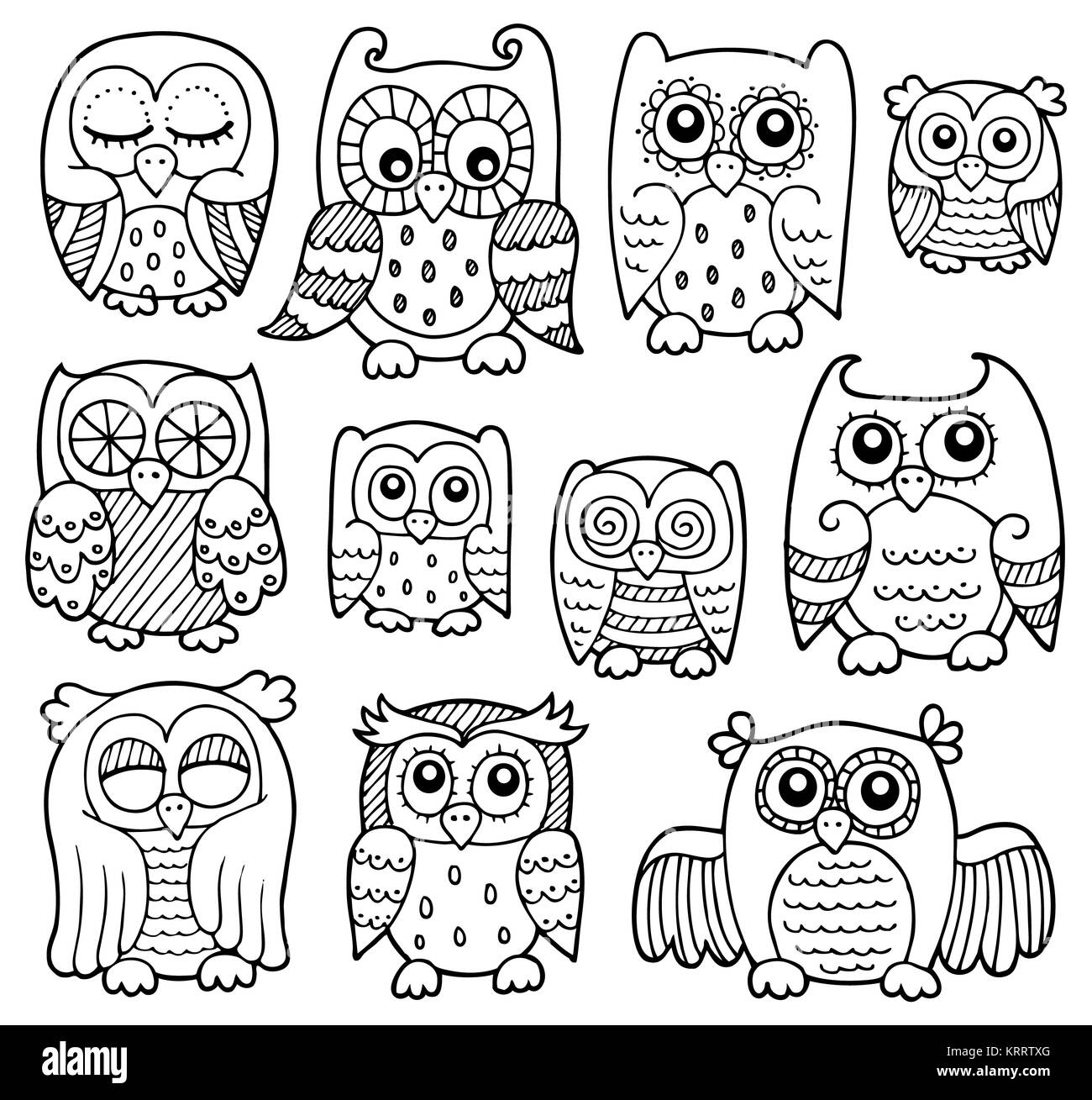 Owl disegni tema 1 Foto Stock