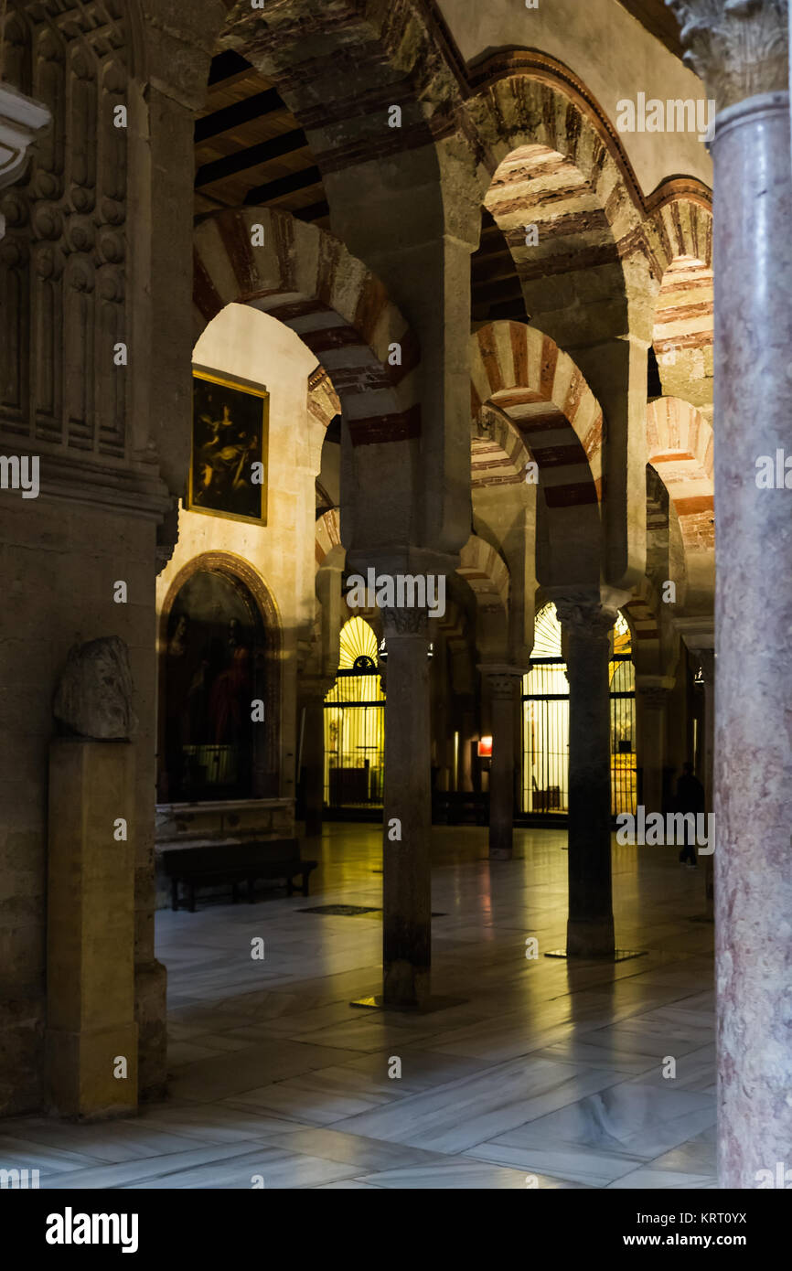 La Mezquita (spagnolo per 'Mosque') di Cordoba è una bellissima e affascinante edificio che simboleggia la molti cambiamenti religiosi Cordoba ha undergon Foto Stock