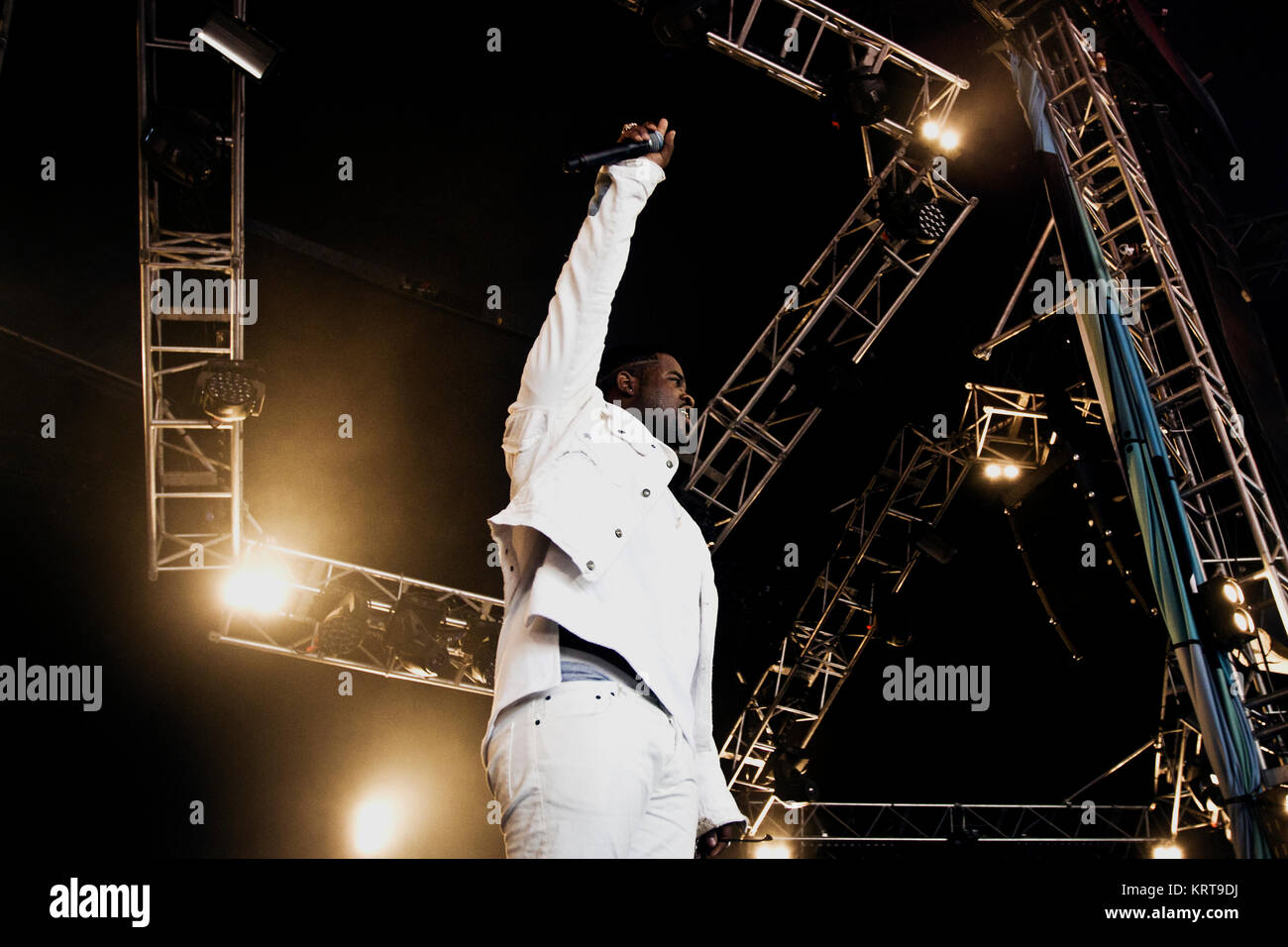 Il rapper americano Darold Ferguson Jr è meglio conosciuto per la sua fase di nome ASAP Ferg (stilizzata A$AP FERG) ed è qui raffigurato in un concerto dal vivo all'Avalon stadio a Roskilde Festival 2014. Danimarca, 06.07.2014). Foto Stock