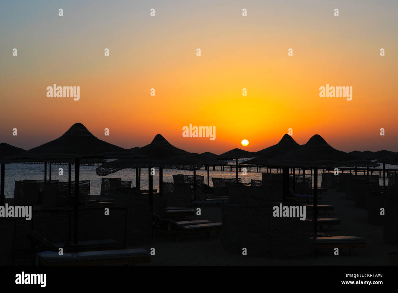 Sunrise nel resort.a Marsa Alam, Egitto Foto Stock