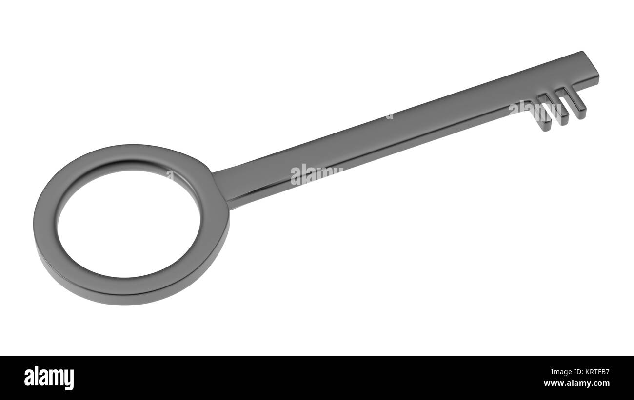3D rendering vecchia chiave isolati su sfondo bianco Foto Stock