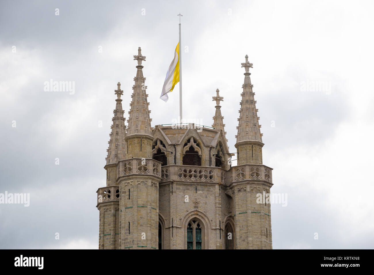 Vista sulla Cattedrale di San Bavone dal campanile Gand, Belgio Foto Stock