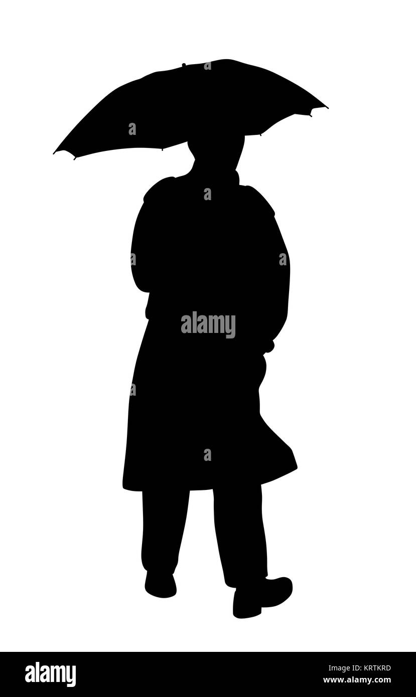 Uomo in impermeabile con ombrellone Illustrazione Vettoriale