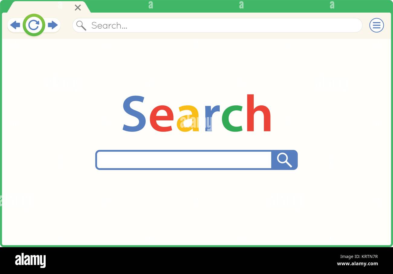 Green carino finestra browser illustrazione vettoriale. Browser Web in stile appartamento con lunga ombra. Illustrazione Vettoriale