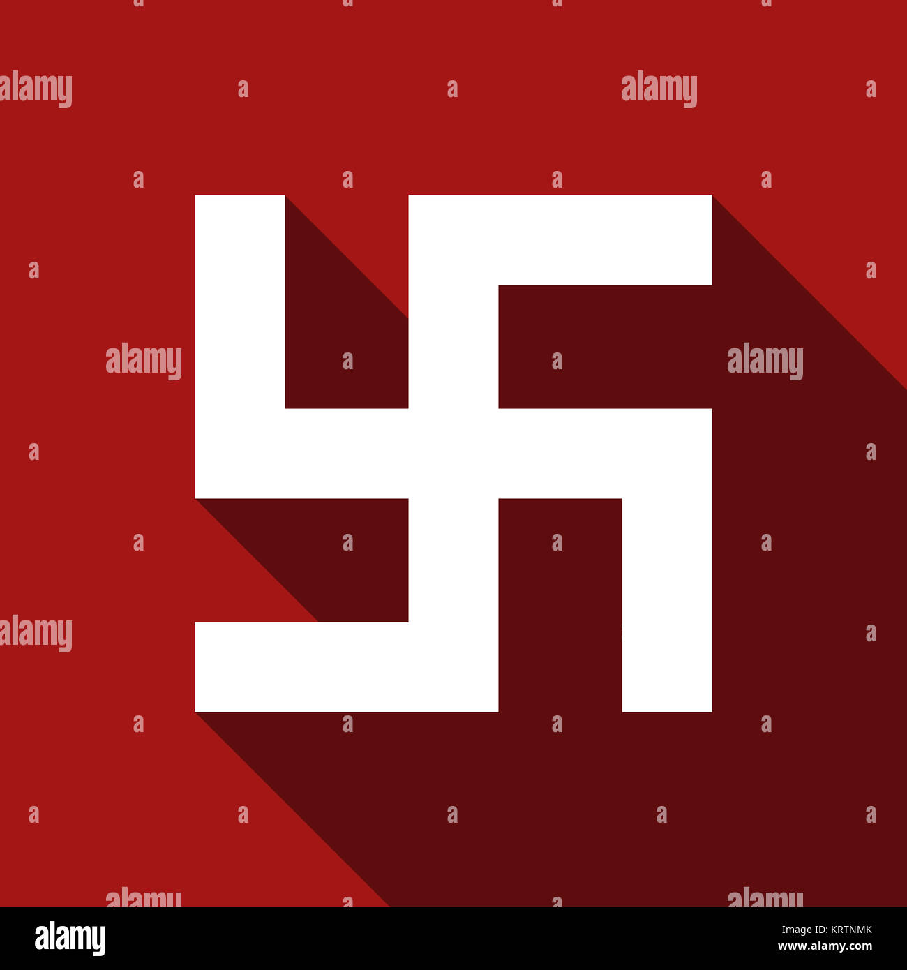 Vettore di Piana Swastika icona con lunga ombra Foto Stock