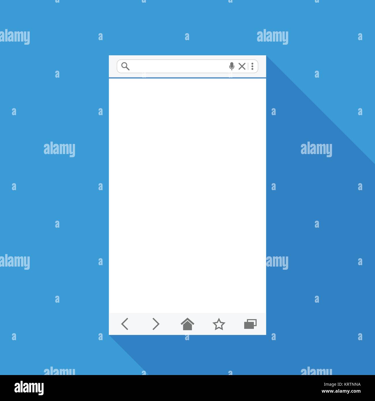 Browser web mobile consente di visualizzare sotto forma di applicazione web. Modello vuoto con lunga ombra Illustrazione Vettoriale