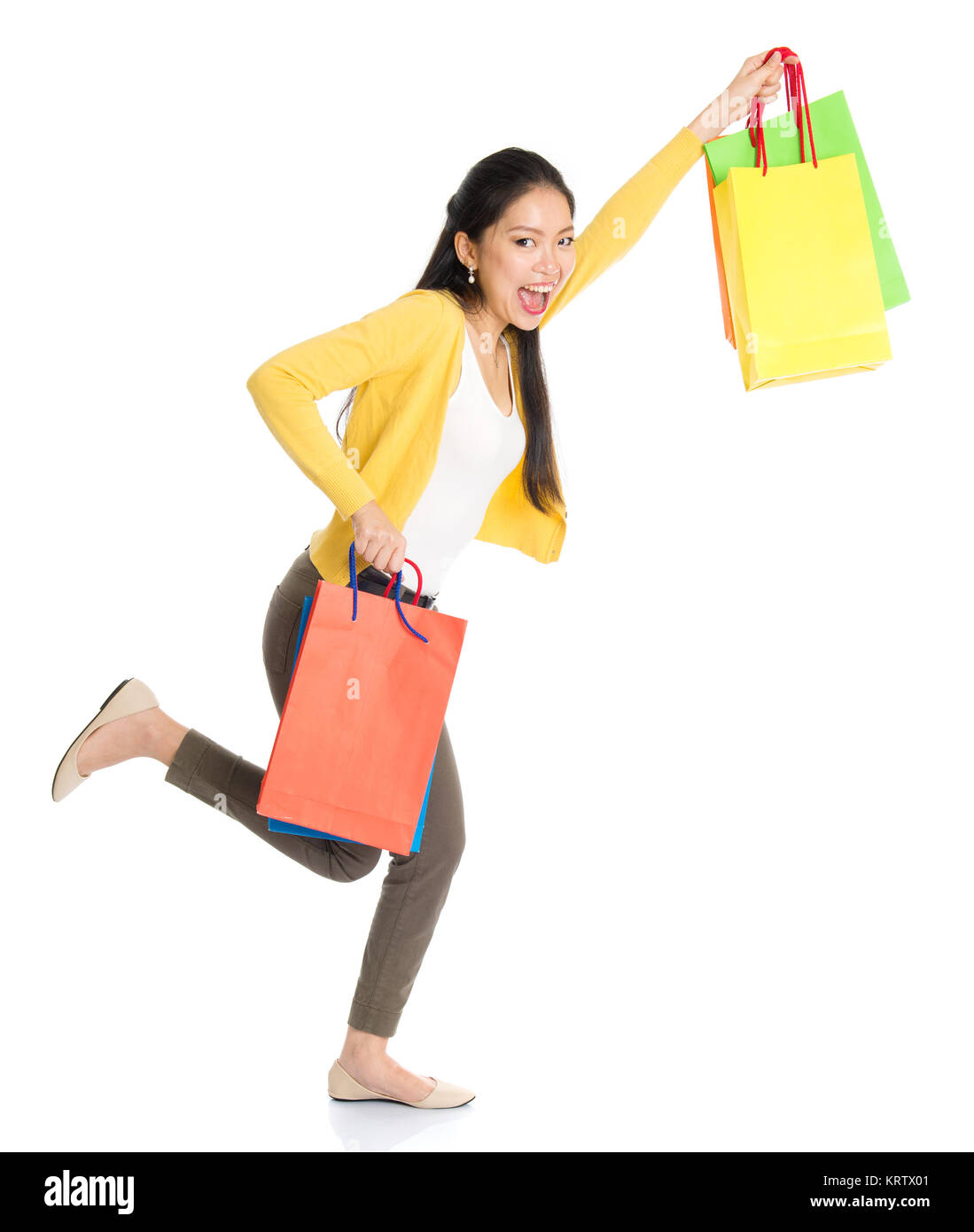 Donna asiatica shopping Foto Stock