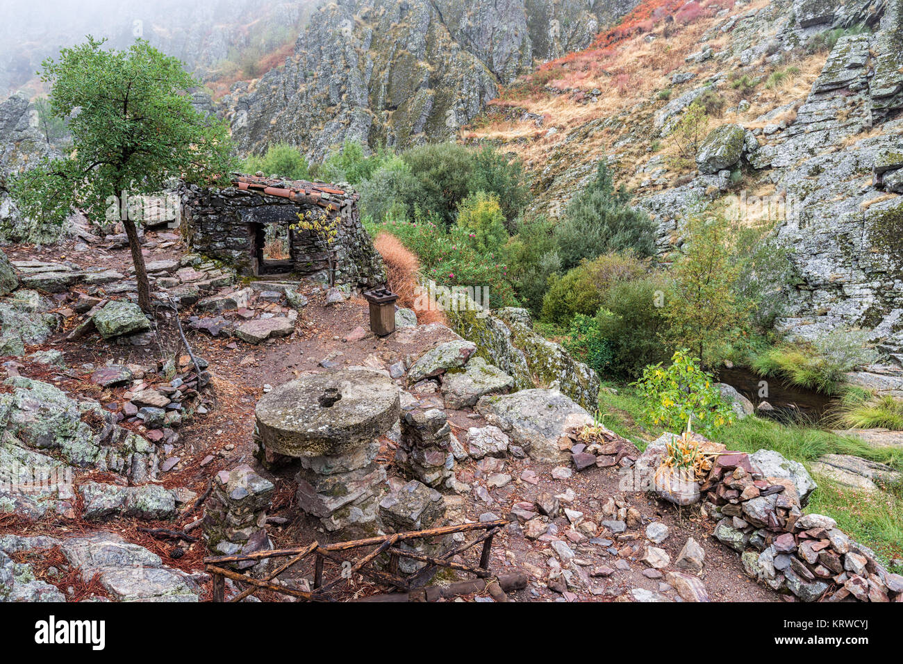 Paesaggio del Geoparco di Penha Garcia. Il Portogallo. Foto Stock