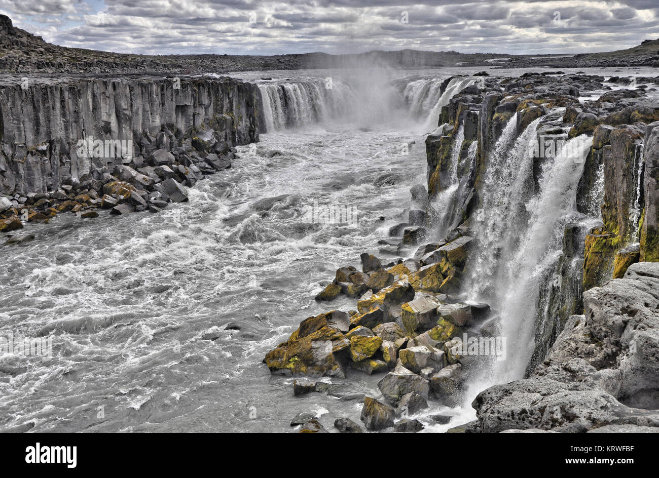 Selfoss, isola, wasserfall, fluss, Kaskade, kaskaden, Bach, bergbach, wildbach, natur, landschaft, gewalrtig, Jökulsárgljúfur, schlucht, canyon, del Grand Canyon Foto Stock