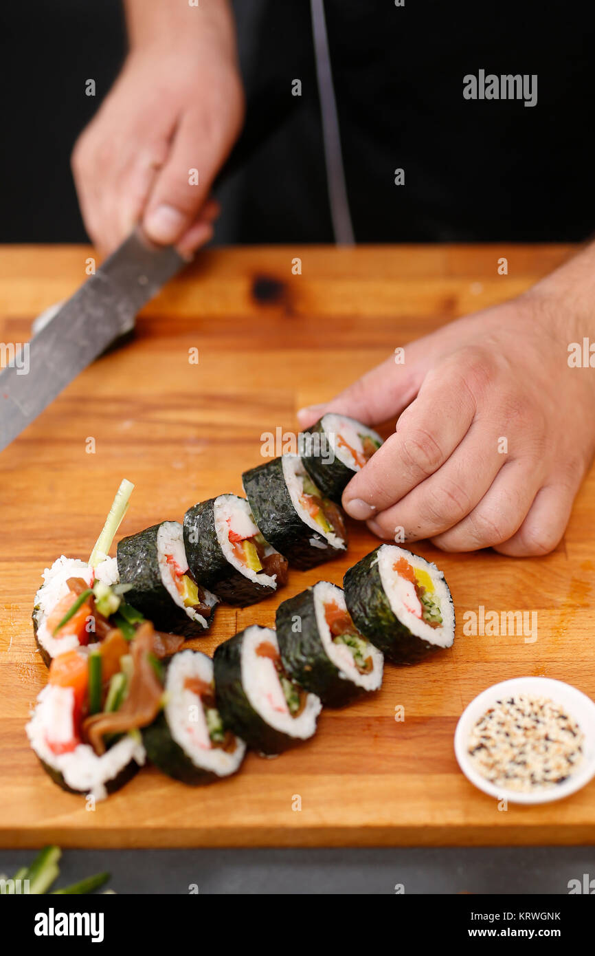 Restauracja japoÅ"ska, sushi Foto Stock