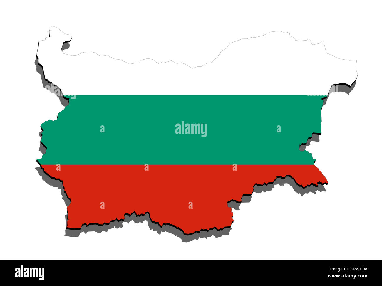 Chiudere fino sulla Bulgaria mappa su sfondo bianco Foto Stock