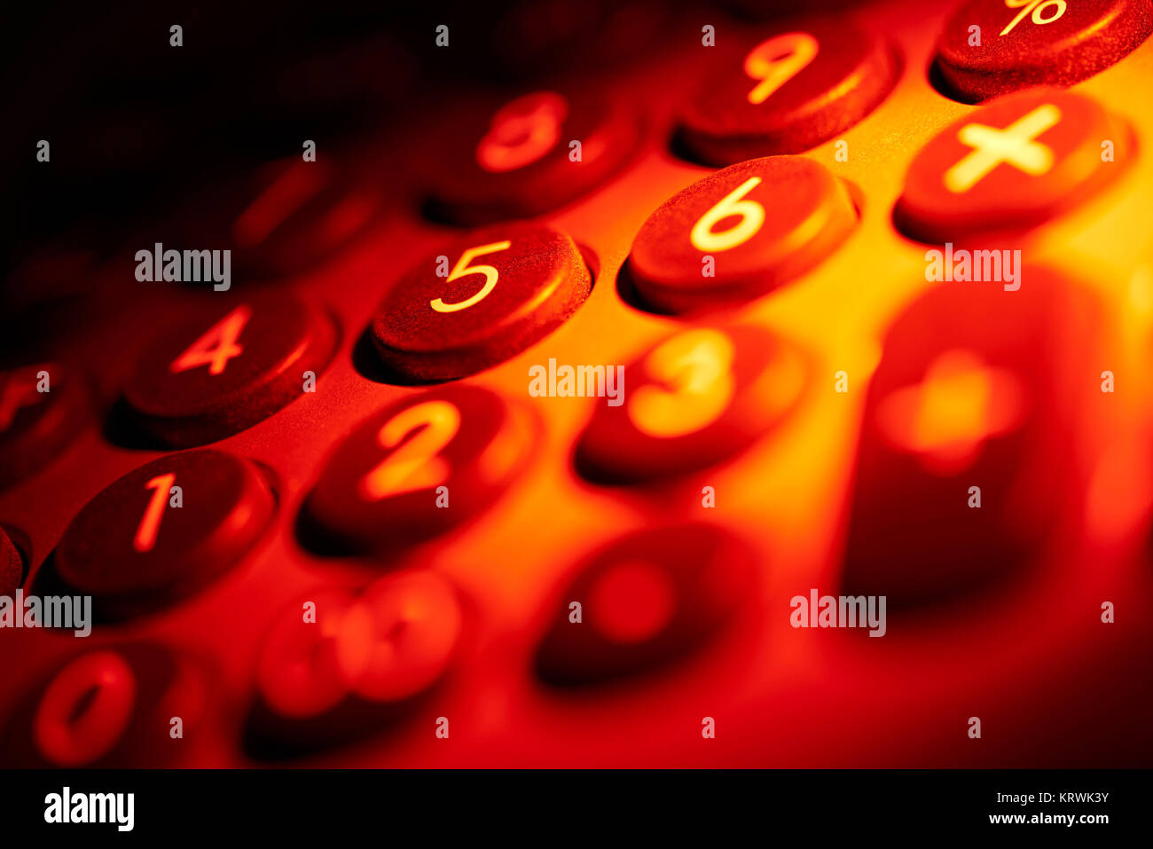 Telaio completo rosso illuminato tastierino numerico dettaglio Foto Stock