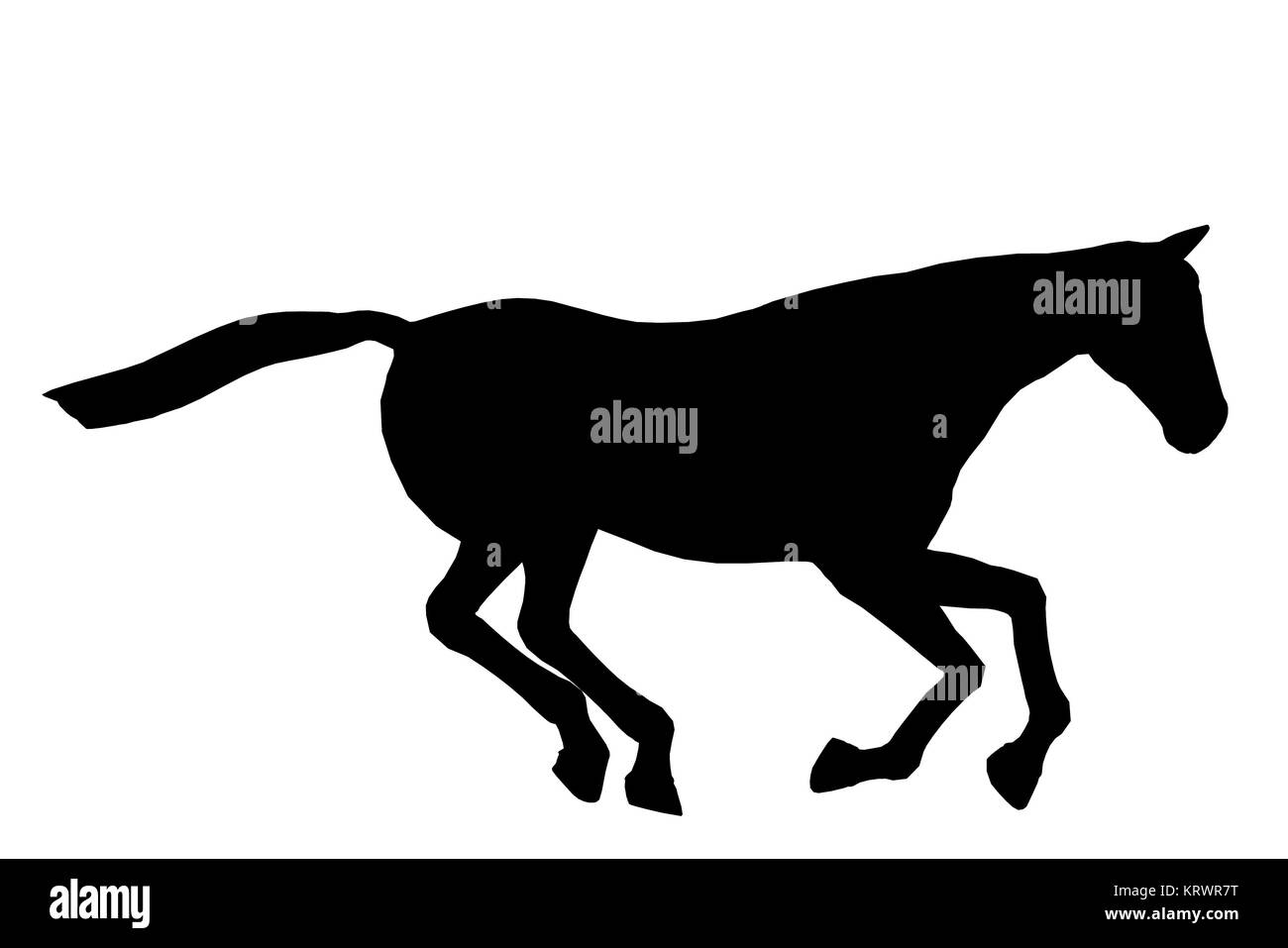 Cavallo nero arte illustrazione silhouette su uno sfondo bianco Foto Stock