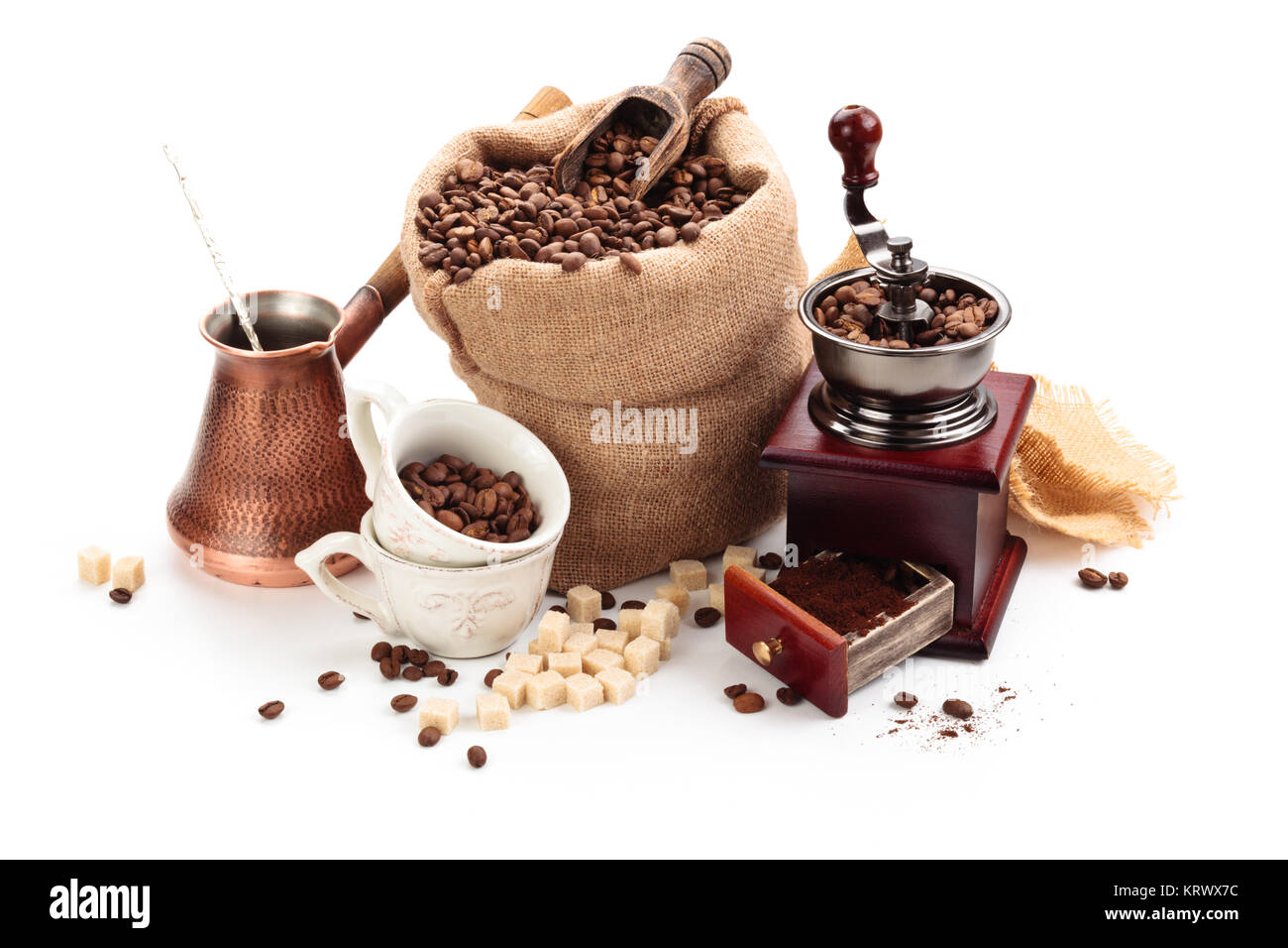 Gli ingredienti di caffè. Foto Stock