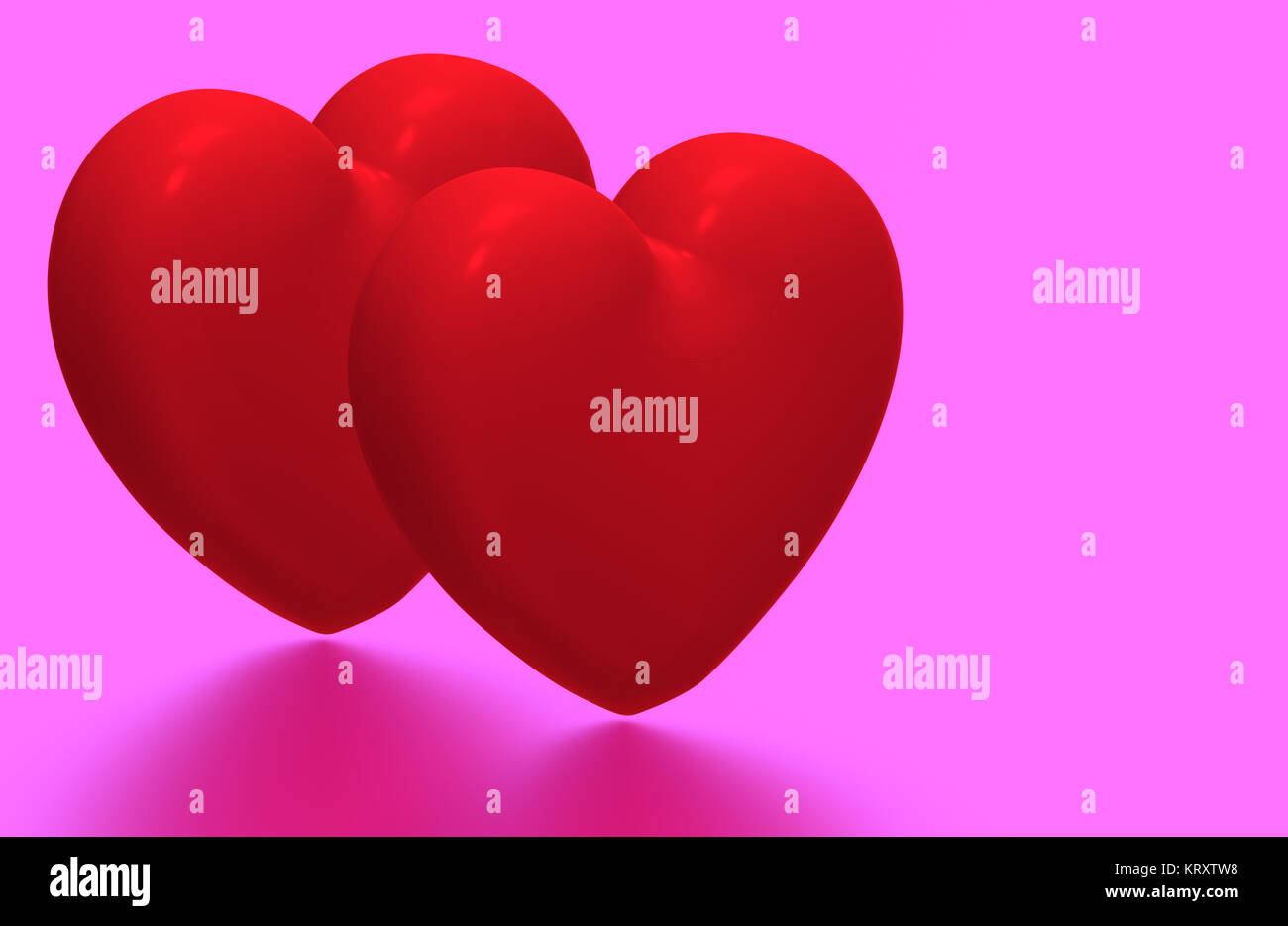 Due cuori, 3D render Foto Stock