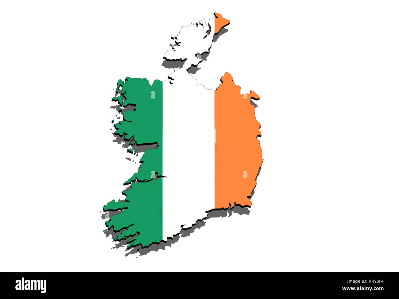 Chiudere fino in Irlanda mappa su sfondo bianco Foto Stock