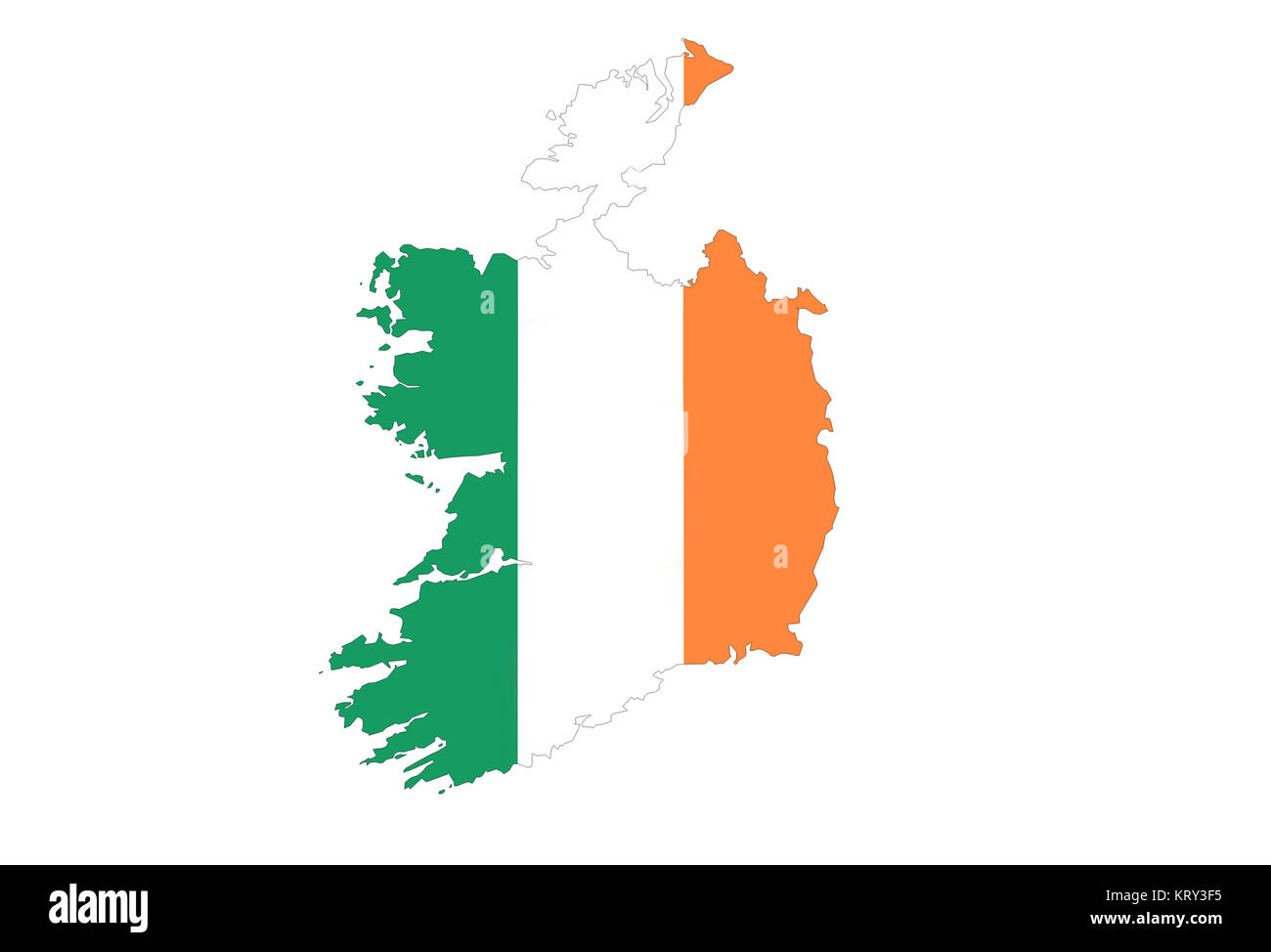 Chiudere fino in Irlanda mappa su uno sfondo bianco,senza ombre Foto Stock