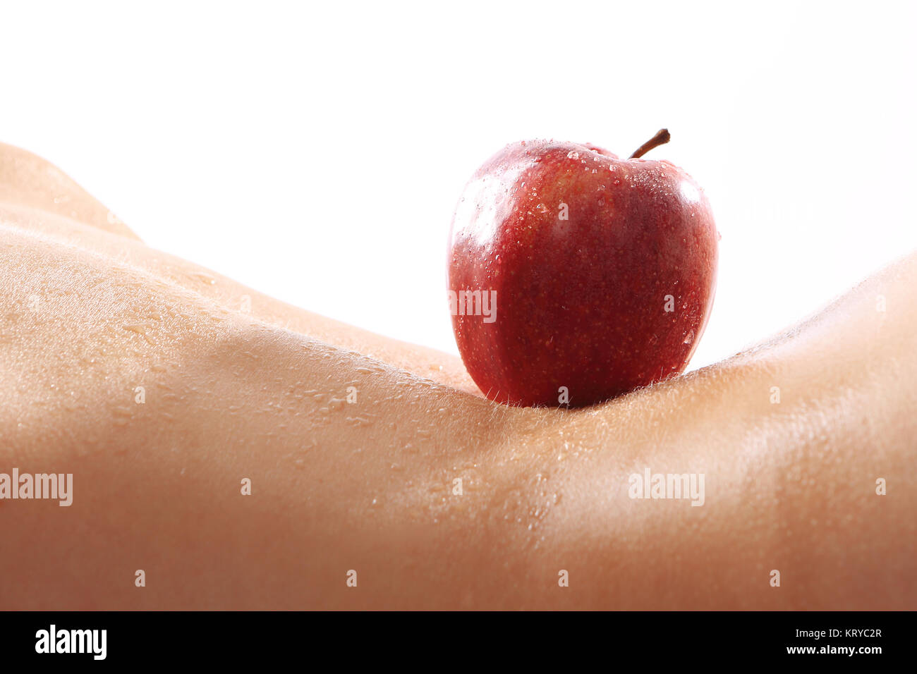 Apple figura femminile del corpo di una donna nuda con una composizione che si trova sul retro Foto Stock