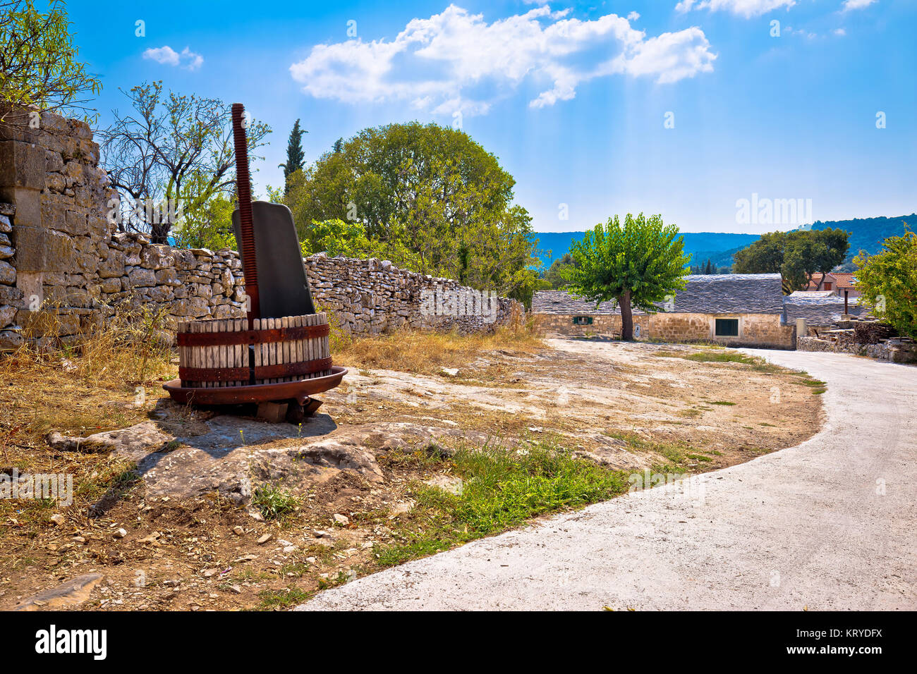 Skrip villaggio sull'isola di Brac street view Foto Stock