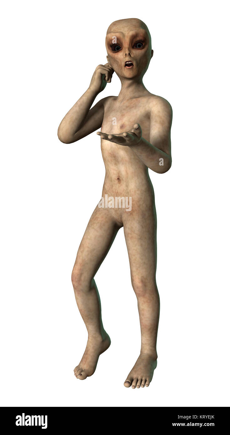 3D Rendering Alien su bianco Foto Stock