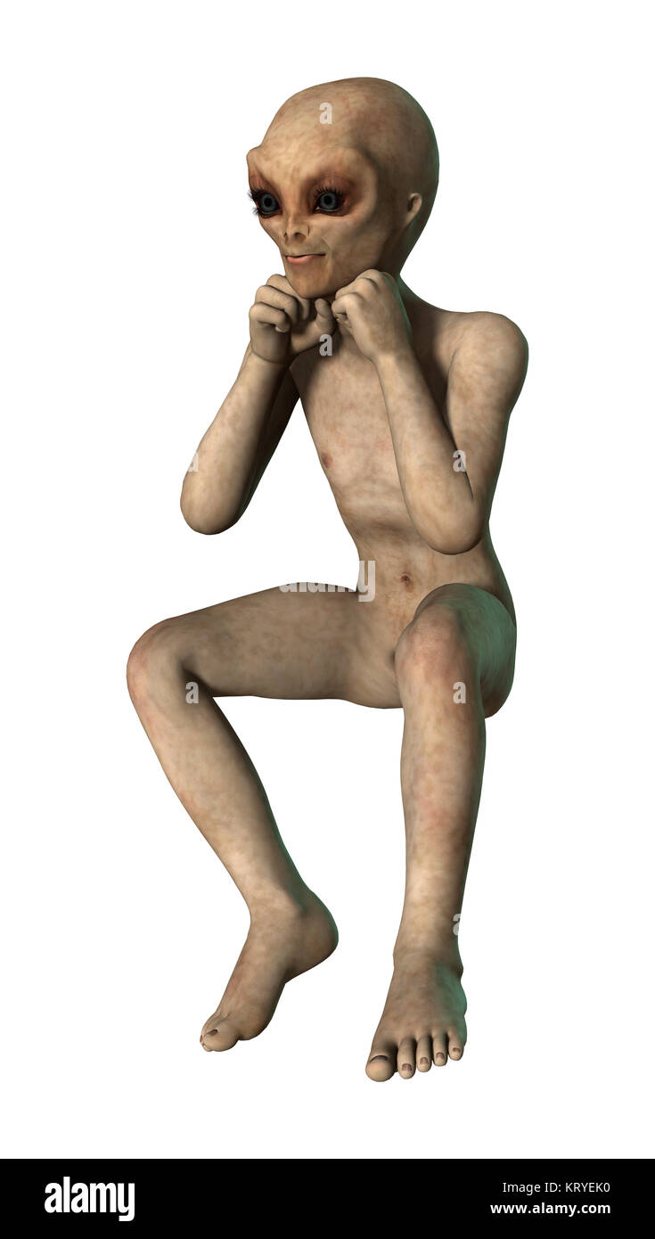 3D Rendering Alien su bianco Foto Stock