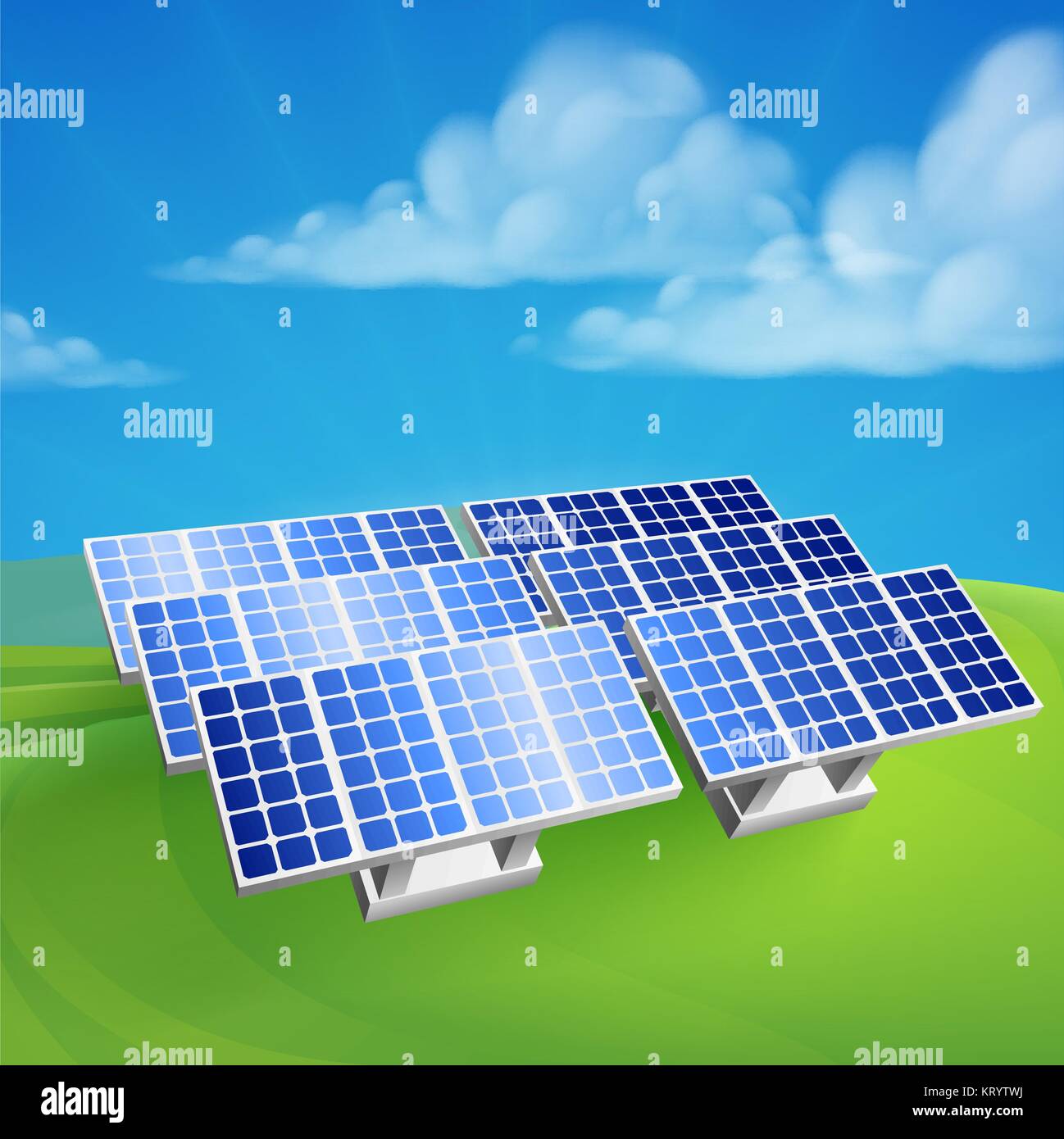 Energia Solare energia rinnovabile celle di fattoria Illustrazione Vettoriale