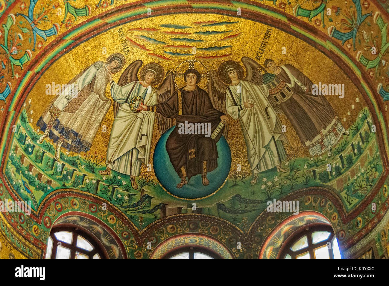 Mosaici bizantini nel VI secolo la chiesa di San Vitale - Ravenna, Italia Foto Stock