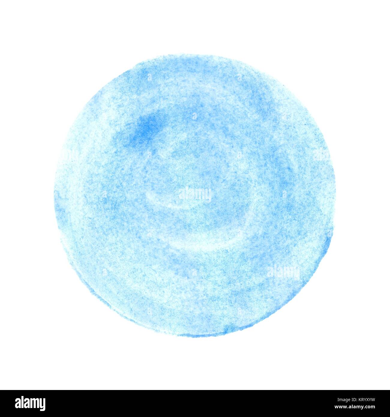 Runder isolierter blauer Kreis aus Wasserfarbe Foto Stock