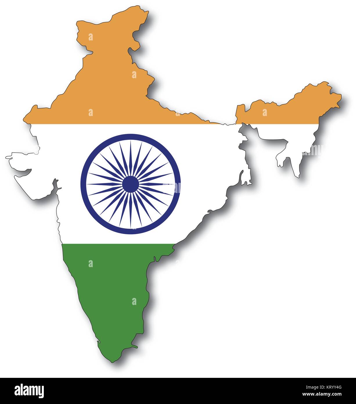 Mappa vectorflag dell india, schizzo con ombra Illustrazione Vettoriale