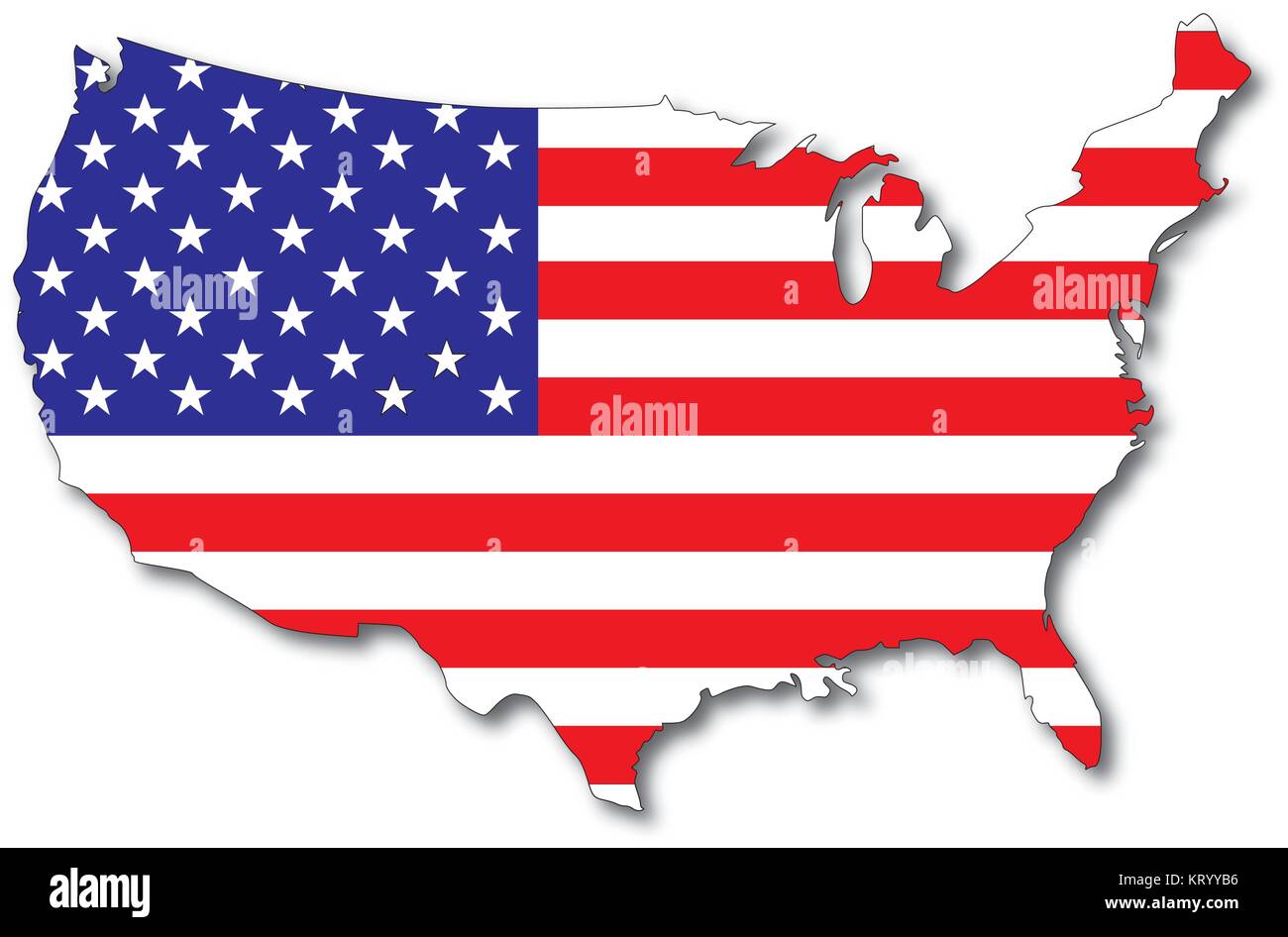 Vectorflag mappa degli Stati Uniti d'America, schizzo con ombra Illustrazione Vettoriale