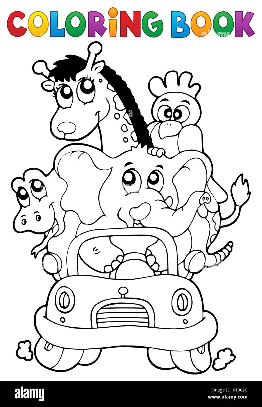 Libro da colorare gli animali in auto Foto Stock