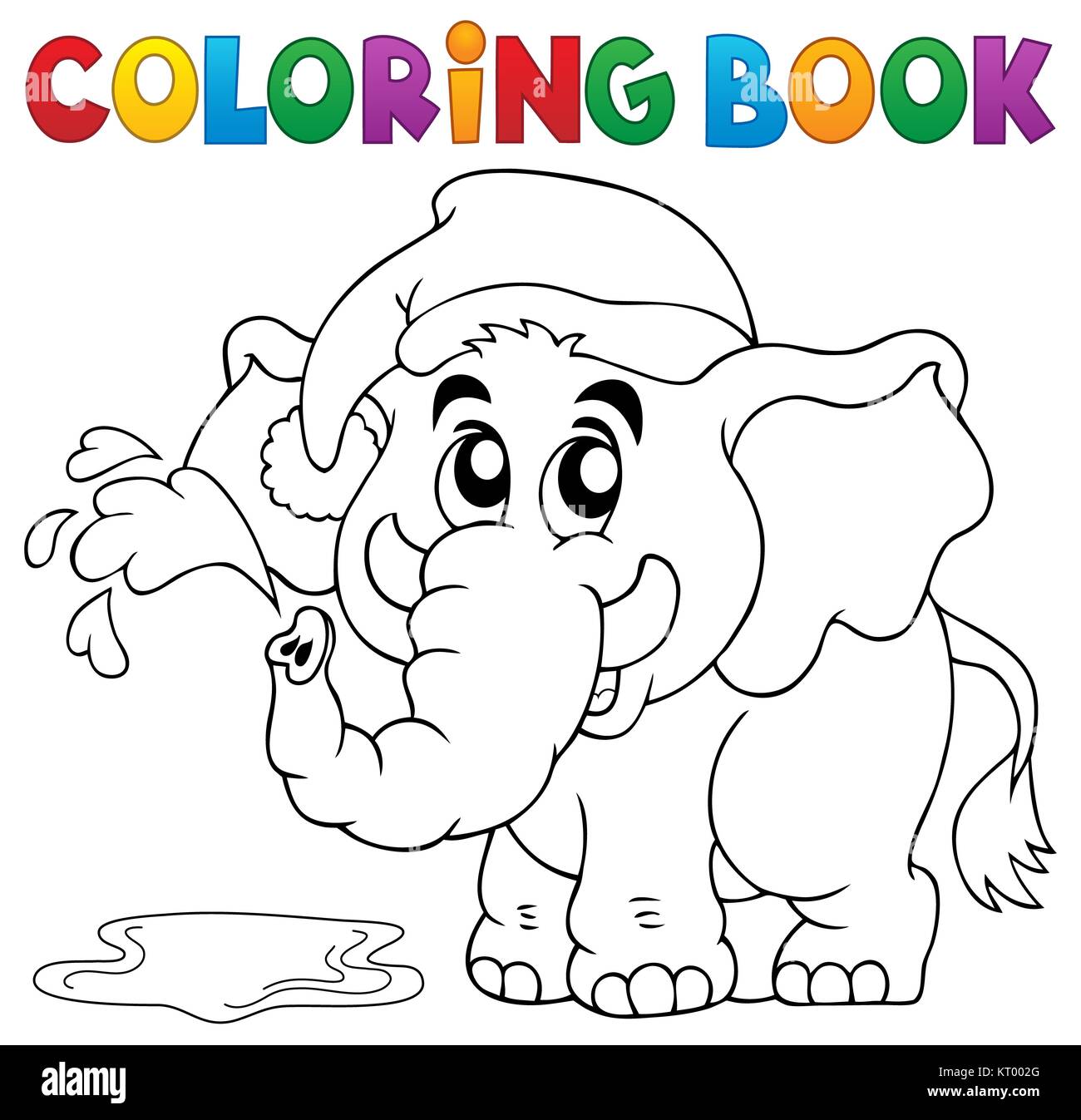 Libro da colorare elephant con hat Foto Stock