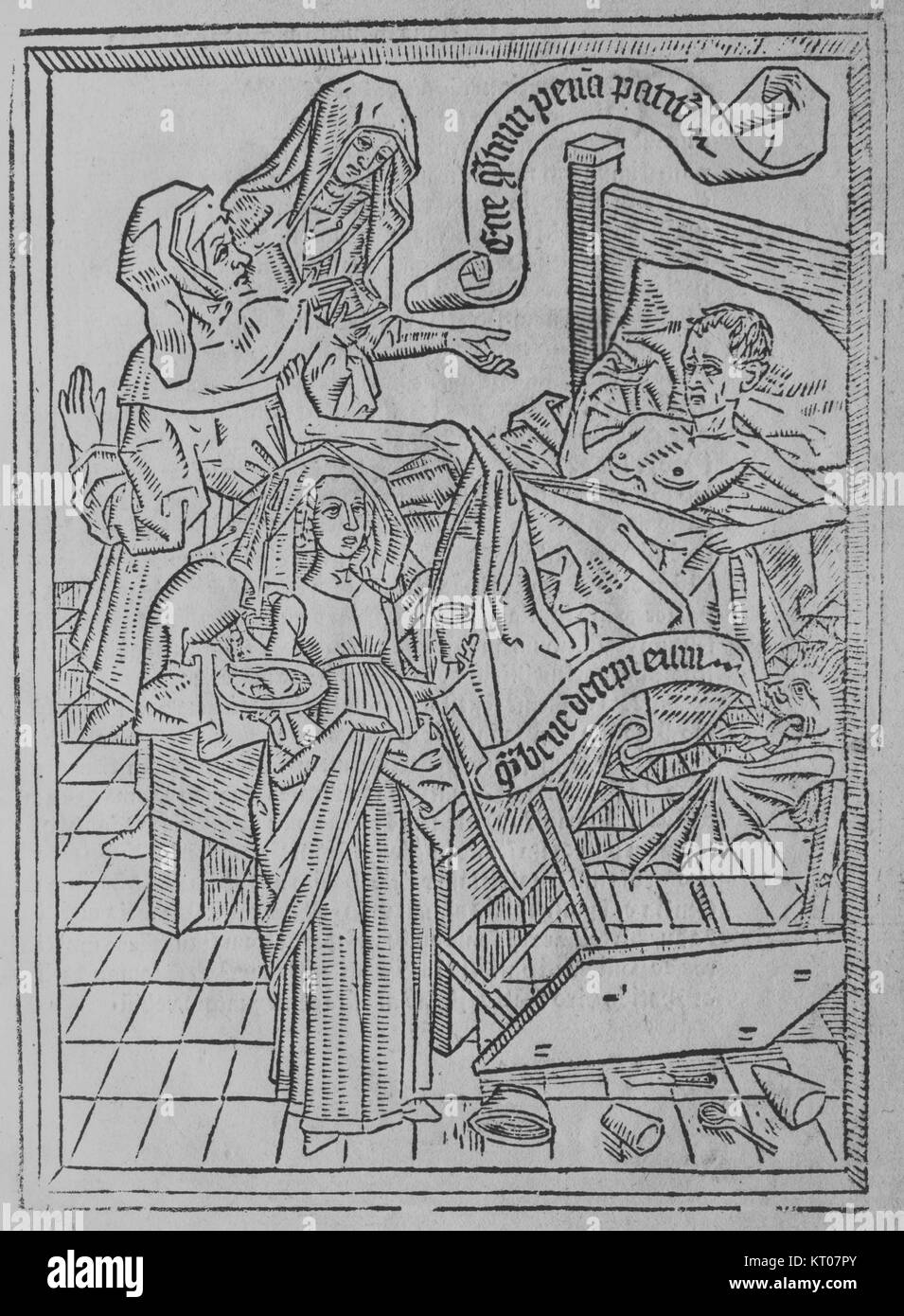 "ARS Moriendi", che significa "l'arte della morte", è un manoscritto medievale trovato nel Metropolitan Museum of Art Offre una guida su come affrontare la morte e la preparazione spirituale ad essa durante il Medioevo. Foto Stock