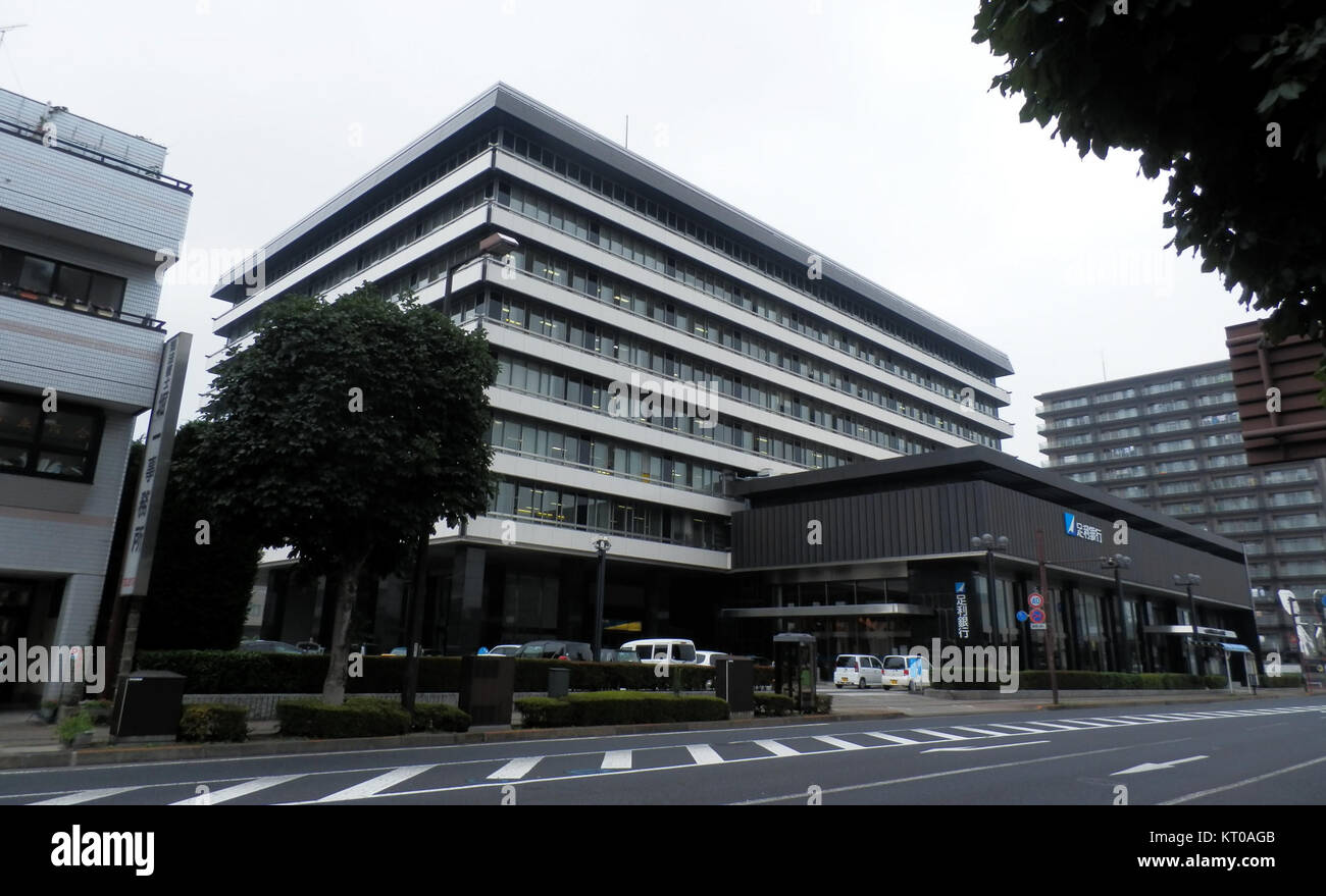 La sede centrale della Ashikaga Bank, fotografata il 17 luglio 2013, è un'importante istituzione finanziaria in Giappone. L'edificio funge da fulcro centrale per le operazioni della banca, mostrando un design architettonico moderno nel contesto della cultura commerciale giapponese. Foto Stock