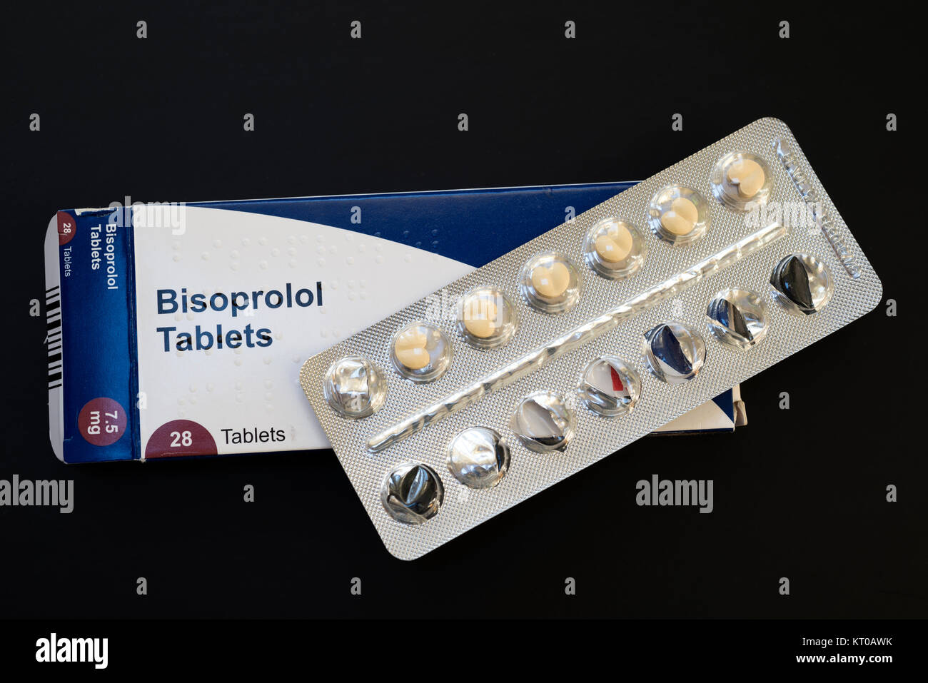 Le compresse di bisoprolol beta-bloccante compresse. Foto Stock