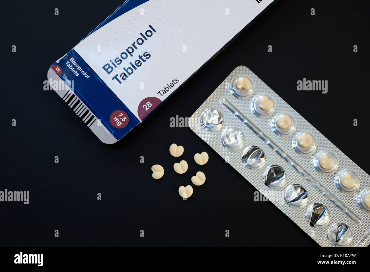 Le compresse di bisoprolol beta-bloccante compresse. Foto Stock
